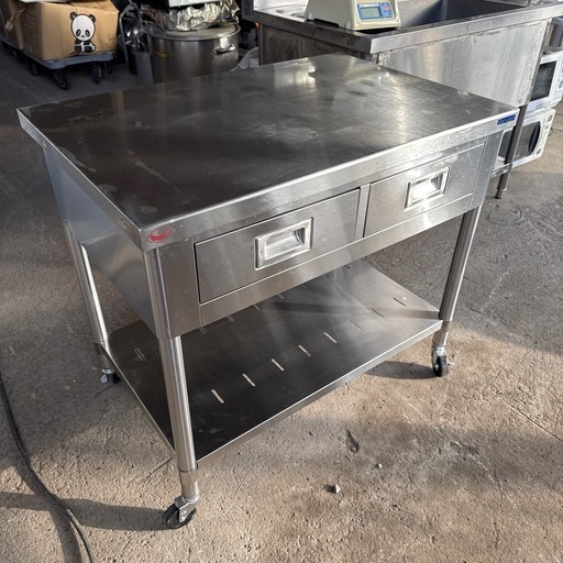 マルゼン 引き出し付作業台 キャスター付 900×600×800 業務用厨房器具 美品