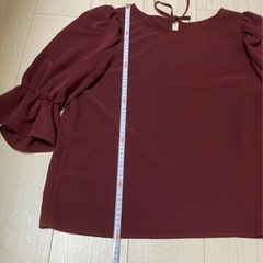 ブラウス トップス レディース 赤色 リボンの画像
