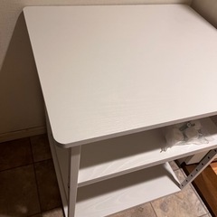 【お譲りします】60*D50*H70cm]プリンター台 キャスター付き パソコンラック 中棚高さ9段階調節 両側取っ手付き pcワゴン オーディオラック デスク下 収納 棚 木製 袖机 スリム オフィス 収納 オフィスワゴン (ホワイト)の画像