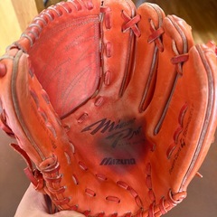 【良型】ミズノプロ 軟式 投手用 グローブ 右投げ オレンジ 即使用可の画像