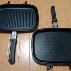 【無料】【そこそこ美品】両面フライパン 両面グリルパン 両面焼きフライパン ダブルパン ※受付終了になっていない限りは気長に募集中の画像