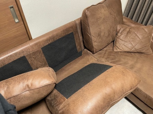 【美品】RELAX FORM L字カウチソファ レザーテックス ダークブラウン（約18万円購入 3人掛け リラックスフォーム）