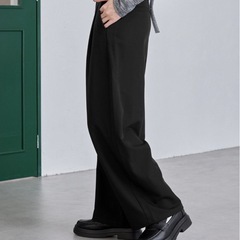 ブラック ワイドスラックスパンツ Mサイズの画像