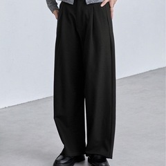 ブラック ワイドスラックスパンツ Mサイズの画像