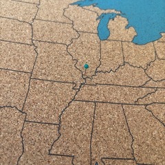 売約済みアメリカ地図デザインのコルクボード、 木製フレーム付きの画像