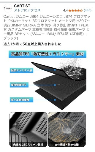 ジムニーJB64防水３Ｄフロアマット