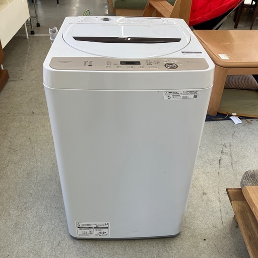 ☆値下げ☆久2602-996 SHARP 洗濯機 ES-GE6E-T 2021年製 6.0kg 動作確認済み キズ汚れ有り