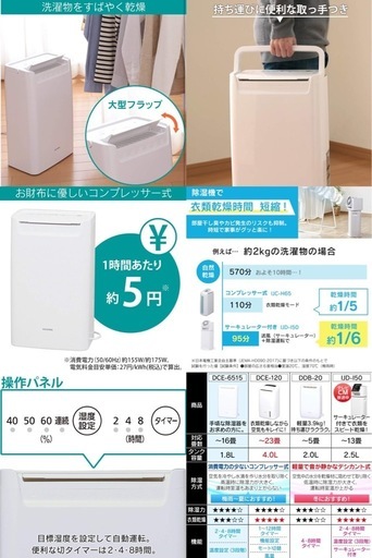 アイリスオーヤマ(IRIS OHYAMA) 除湿機 衣類乾燥 除湿器 コンプレッサー式 強力 タイマー付 静音設計 オートルーバー 除湿量 6.5L ホワイト DCE-6515