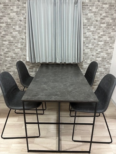 【LOWYA】大理石ダイニング140cm＋チェア4脚セット／総額約7.8万円／美品 