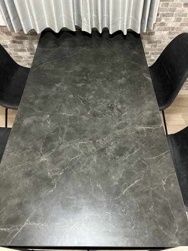 【LOWYA】大理石ダイニング140cm＋チェア4脚セット／総額約7.8万円／美品 