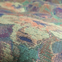 【2/25処分予定】２人掛け帆布ソファ　ネイビー、緑系(花柄)　２段階調節可の画像