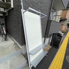 f●■突っ張り間仕切りクローゼットパーテーション＋棚収納 幅90cm ホワイト色 NJ-0425の画像