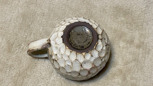 奈良の陶芸家作家 薮本 寛之 陶器のコップ 一点もの① 青 鱗