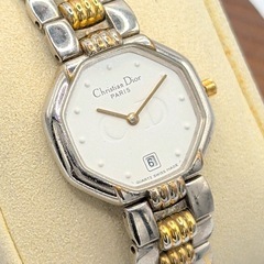 Christian Dior Watch QZ Ladies Octagon Gold Silver Combi Y2K O0S Vintage ディオール時計 クオーツ レディースオクタゴンゴールド シルバー コンビヴィンテージ不動品ジャンク の画像