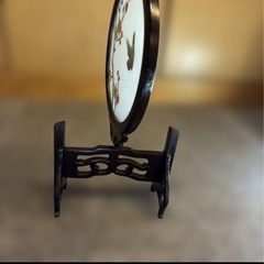 中国伝統工芸品　蘇州両面刺繍卓上衝立　梅に小鳥の画像