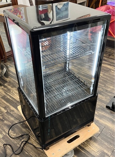 M【中古品】レマコム 4面ガラス冷蔵ショーケース フォーシーズンシリーズ R4G-63SLB (ブラック) 63L 卓上型タイプ 自然