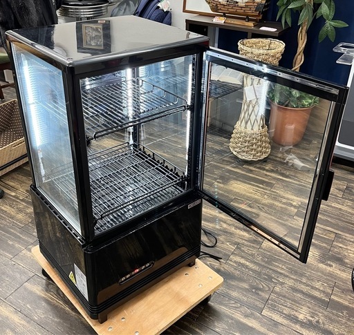 M【中古品】レマコム 4面ガラス冷蔵ショーケース フォーシーズンシリーズ R4G-63SLB (ブラック) 63L 卓上型タイプ 自然