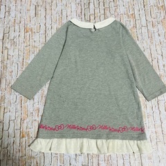 【ハローキティー】長袖　ワンピース　チュニック　ポシェット　110cmの画像