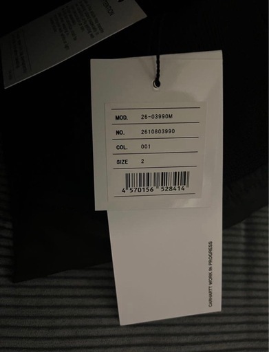 sacai x Carhartt WIP Nylon Twill 黒 サイズ2