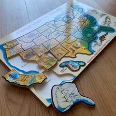 木製アメリカ地図パズル★1000ピースパズルのおまけ付き★アメリカの画像