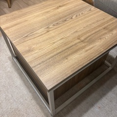 木目調 センターテーブル ローテーブル リビングテーブル (ホワイトフレーム)の画像