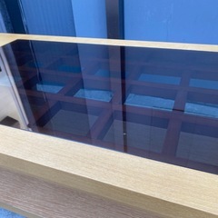 ナチュラルウッド センターテーブル ガラス天板の画像