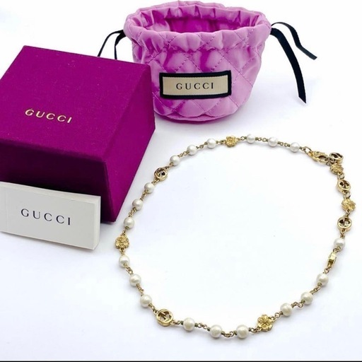 【永瀬廉着用】GUCCIインターロッキング　フラワーパールネックレス