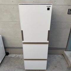 120⭐️2024年製美品★シャープ　冷蔵庫　3ドア　大型　自動製氷　両開き　ガラス扉　350Lの画像