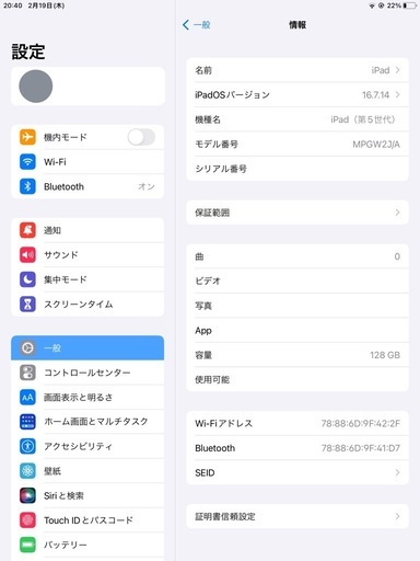 Apple iPad ゴールド 第5世代 128GB Wi-Fiモデル