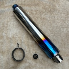 オオニシヒートマジック OHNISHI HEAT MAGIC ロングサイレンサー単体・L500×φ100・出口スラッシュ・焼色有り チタン マフラー 差込60.5φの画像