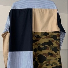 A BATHING APE 1stカモ マルチパターン 長袖シャツ 金タグビンテージ XLの画像