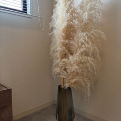 パンパスグラス3本とフラワーベースの画像