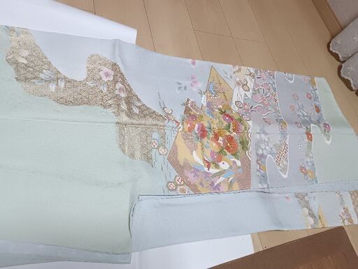 新古品　訪問着若草色ミントグリーン正絹リペラルガード加工フォーマル　帯　草履ぞうり鞄着物用　桐ダンスもおまけ