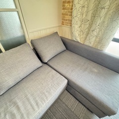 【引取限定】ソファベッド IKEA収納付き, グレーの画像