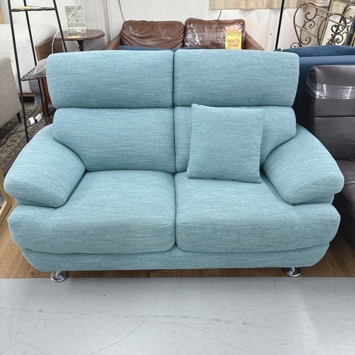 【?買取市場 柴田店】I642 ? ジモティー限定価格！ NITORI 2Pソファ ターコイズブルー ⭐ クリーニング済