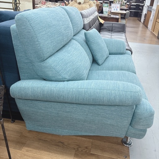 【?買取市場 柴田店】I642 ? ジモティー限定価格！ NITORI 2Pソファ ターコイズブルー ⭐ クリーニング済