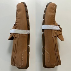 クラークスCLARKSデッキシューズ ドライビングシューズ ローファー モカシンシューズ 紳士靴レザーシューズ スリッポンシューズ ビジネスシューズ カジュアルシューズ くつ クツ 革靴 紐なしシューズ 紐なし靴ブラウン茶色ベージュレザーサイズUK7メンズの画像