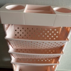 ブックシェルフ　トローリー　移動式本棚　ピンクの画像