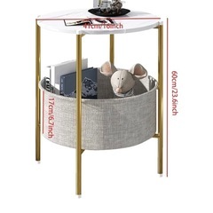 サイドテーブル　大理石風プリントの画像