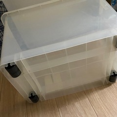 大型＋小型 収納ケース 2個セット フタ付きの画像