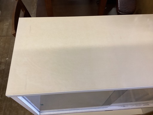 万代店 昭和レトロ 食器棚 ガラスキャビネット ガラス棚 レトロポップ オレンジ