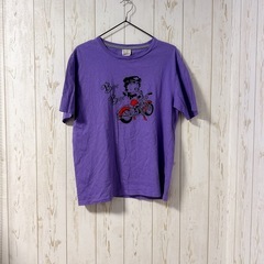 Betty Boop ベティちゃん Tシャツ パープル レトロ バイクの画像