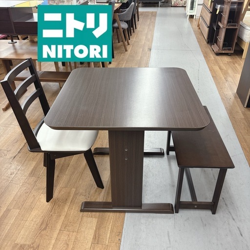 【?買取市場 柴田店】 I606 ? NITORI モダンダイニング3点セット ⭐ クリーニング済