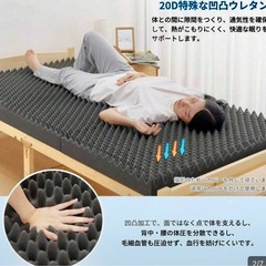 ✴︎マットレス　セミダブル✴︎ 三つ折り厚10cm  折りたたみ敷布団 高反発3 20D高密度 凸凹構造 圧力分散 底付き 感なし コンパクト 快適な寝心地の画像