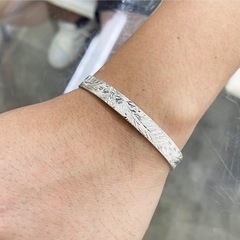 シルバー925 バングル ハワイアン ハイビスカス ミンサー オーダー 8mm幅の画像