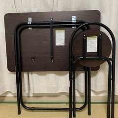 ナカバヤシ 折りたたみデスク&チェア幅800x 奥行500mm ダーク木目 FDC-101DM 1セット　ほぼ傷なしの画像