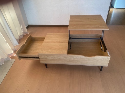 【好評引渡】【美品・爆安】ニトリ 昇降式センターテーブル リフティ100/PC作業・食事に最適/収納付き/ソファーとの相性抜群