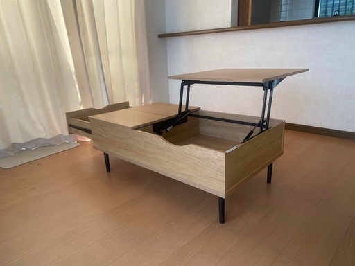 【好評引渡】【美品・爆安】ニトリ 昇降式センターテーブル リフティ100/PC作業・食事に最適/収納付き/ソファーとの相性抜群