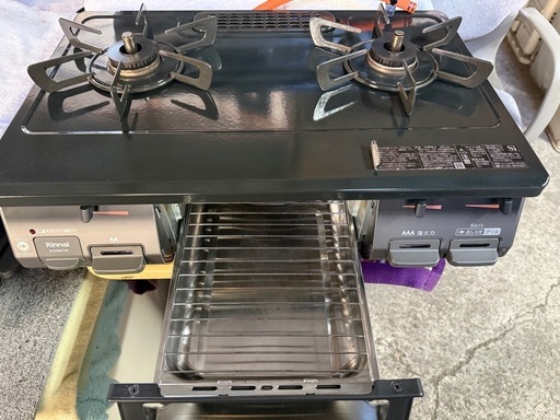 リンナイ ガスコンロ ガステーブル 幅約60cm 片面焼グリル プッシュ点火 右強火力 プロパン用 ブラック KG67BKR/LP