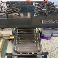 リンナイ ガスコンロ ガステーブル 幅約60cm 片面焼グリル プッシュ点火 右強火力 プロパン用 ブラック KG67BKR/LPの画像